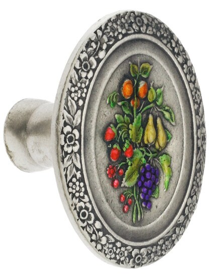 1 3/16 inch W X 1 3/8 inch H Fruit Bouquet Knob in Bright Nickel.